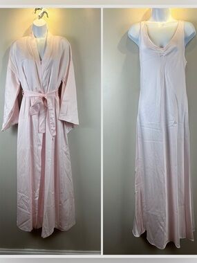 VTG Vanity Fair Peignoir Set Night Gown Robe Womens S Pink Made In USA Retro 70s